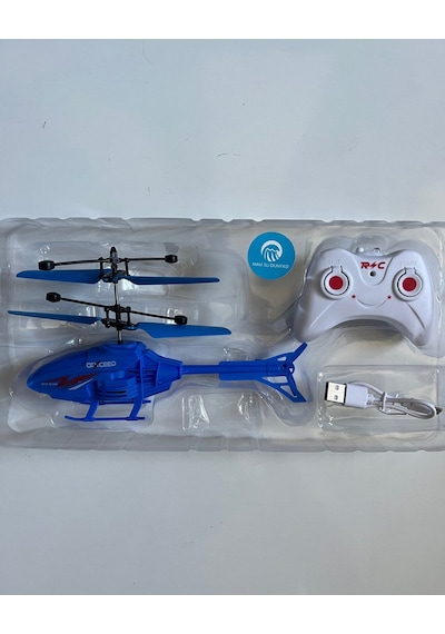 Uzaktan Kumandalı Helikopter 18 Cm Mavi Renkli