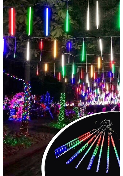 Meteor Yağmur Led Takımı-dekoratif Işık Akar Led Dış Mekan-10lu RGB