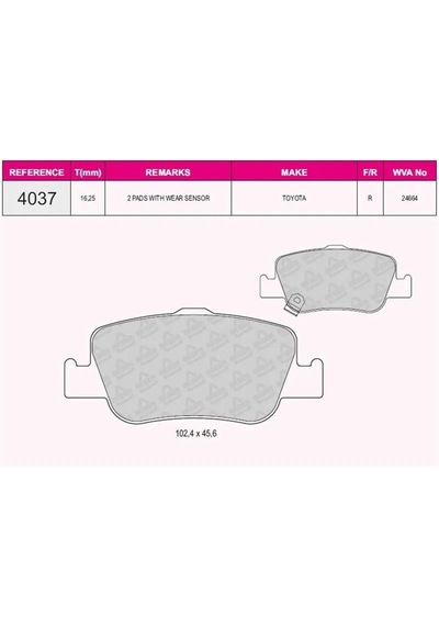 Fren Balatası Arka Toyota Corolla Aurıs 24664