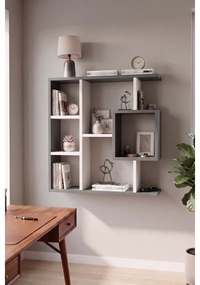 Reyo Enda Home Yegane Duvar Rafı, Duvar Kitaplığı, Dekoratif Kitaplık, Modern Kitaplık Beyaz - Antrasit Reyo Enda Home Yegane Duvar Rafı, Duvar Kitaplığı, Dekoratif Kitaplık, Modern Kitaplık Beyaz - Antrasit