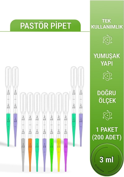 Pastör Pipet 3 Ml Paket/ 200 Aadet
