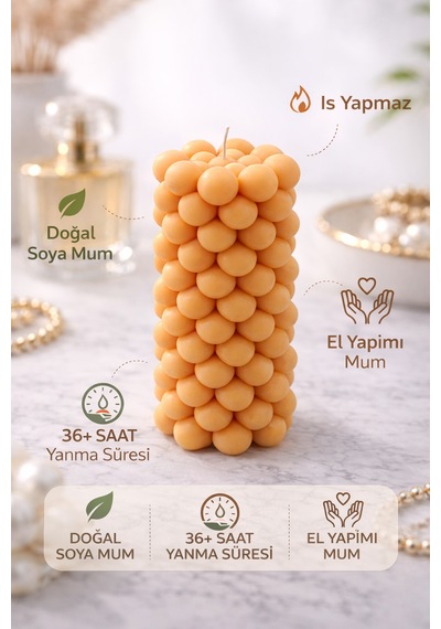Soya Mum,dekoratif Lüks & El Yapımı Doğal Mum,uzun Yanma Süreli Ev Hediyesi,ev Süsü Turuncu 360 G Turuncu