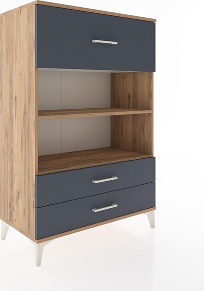 Hyperion Dolap 2 Raflı 3 Çekmeceli 88x44x134 Çam-antrasit Atlas Çam
