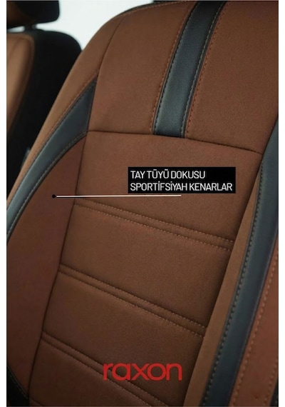 Fiat Egea Hatchback Neptune Series 2+1 Uyumlu Tay Tüyü Oto Koltuk Kılıfı - Premium Şık Ve Konforlu Tasarım Kahverengi Siyah