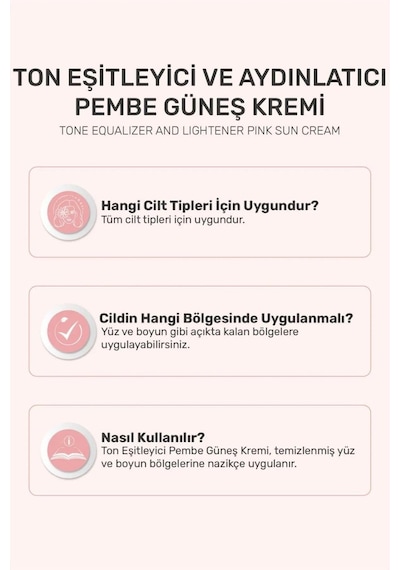 Pink Touch Spf 50 Ton Eşitleyici, Aydınlatıcı Pembe Yüz Güneş Kremi Pa Spf 50