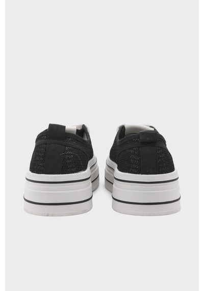Derinet Bağcıklı Taş Aksesuarlı Kadın Sneaker Siyah Siyah