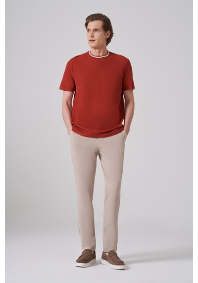 Morven Erkek Kiremit Trend Düz Penye Bisiklet Yaka T-shirt 26ys018012460 Kiremit