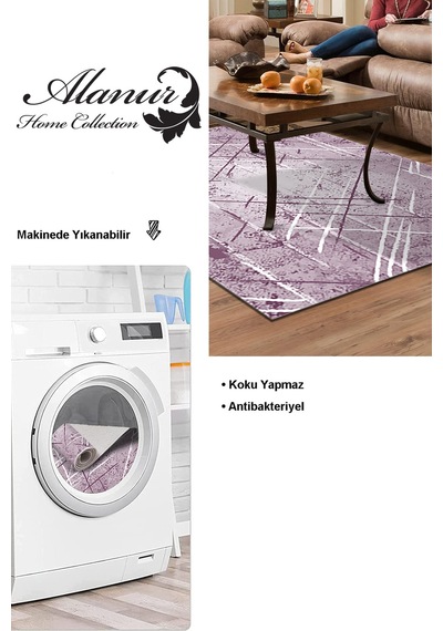 Dekoreko Kaymaz Taban Djt Salon Halısı Trend Modern M5003 Mor