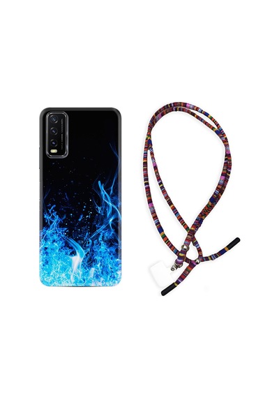 Vivo Y20S Kılıf Rasta Boyun Askılı Blue Fire 1678