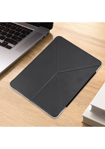 Apple Uyumlu iPad  Air 11 2024 Kılıf Raptic Clear Folio Arkası Şeffaf Katlanabilir Standlı Kılıf Siyah