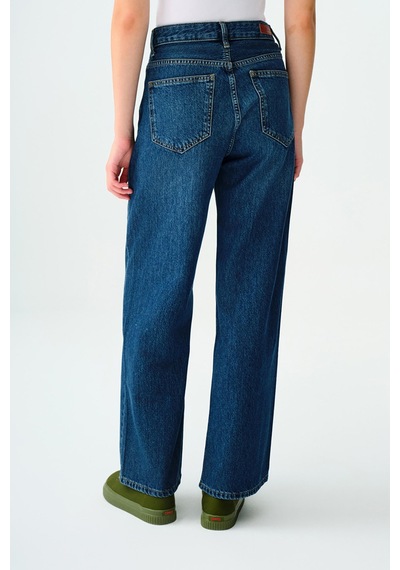 Loft Lf2037068 Kadın Wide Leg Nora Jean Pantolon Mıd Blue Wash