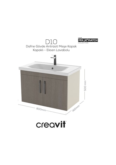 Creavit D20 80 Cm Kapaklı Lavabo Dolabı Dafne Melamin Kapak Demonte Dafne Creavit D20 80 Cm Kapaklı Lavabo Dolabı Dafne Melamin Kapak Demonte Dafne