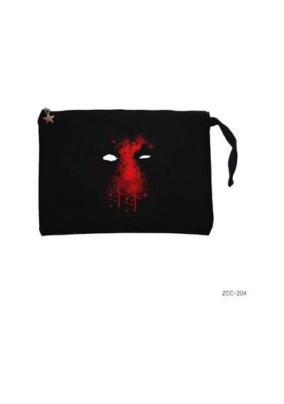Zepplin Giyim Deadpool Face Siyah Clutch Astarlı Cüzdan / El Çantası