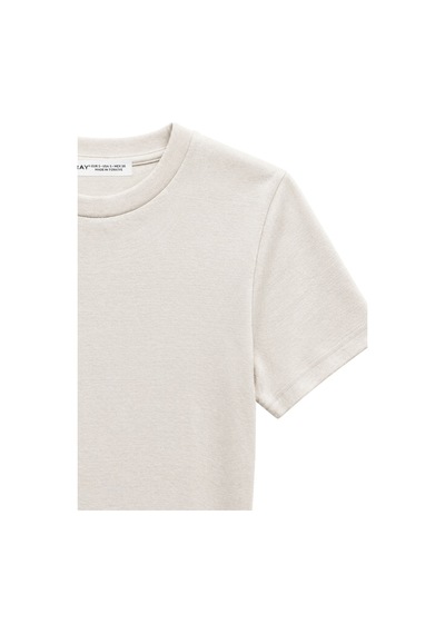 Mixray 2100 Kadın Slim Fit Bisiklet Yaka Soft Basic T-shirt Taş