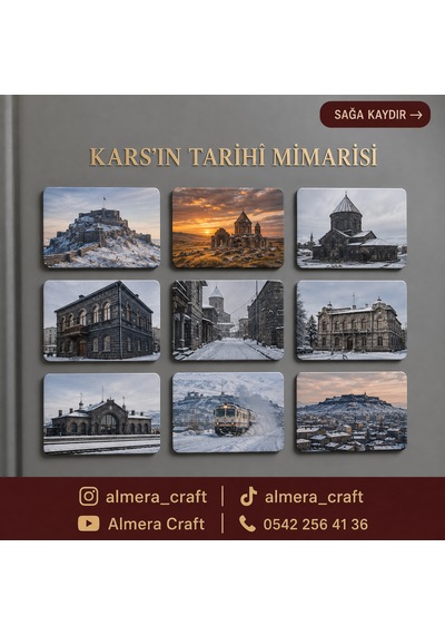 Almera Craft Kars Temalı 9 Lu Magnet Seti 6x9 Cm Kişiye Özel Buzdolabı Süsü 6cm 9cm