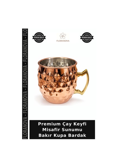 Premium Çay Keyfi Misafir Sunumu Bakır Kupa Bardak