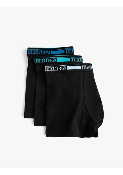 Koton 3'lü Boxer Seti Slogan Baskılı Pamuklu Siyah 4slm90040mk Siyah