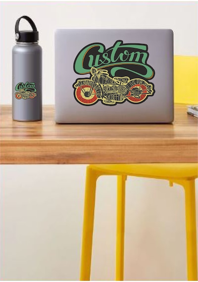 Retro Motosiklet Sticker - Araba Oto Motosiklet Karavan Sticker - 02507 20x16 Cm
