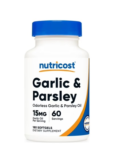 Garlic & Parsley Oil 15mg 180 Softgels - Odorless Garlic & Parsley, Gmo-free, 60 Servings