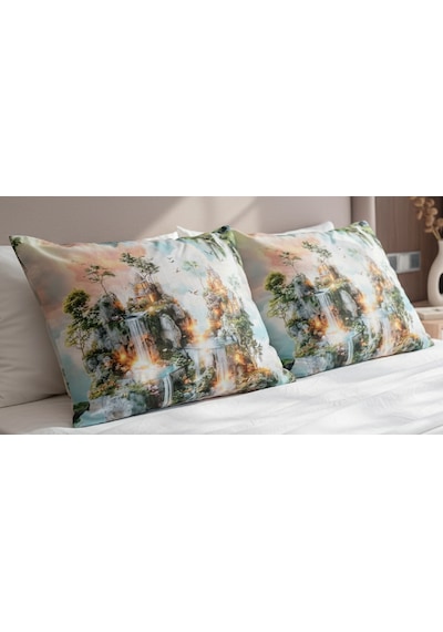 Artunhome Poplin Dijital Baskılı Yastık Kılıfı Seti 2 Adet 50x70 Cm %100 Pamuk Art20120043 Çok Renkli