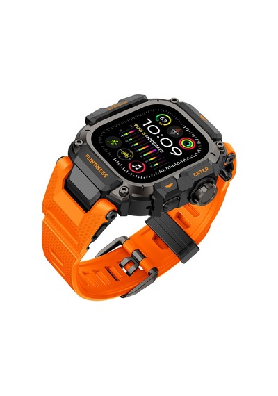 Watch Ultra 49mm Uyumlu Mohseven İwatch Punk Fortress Serisi Kasa Koruyuculu Silikon Kordon Turuncu