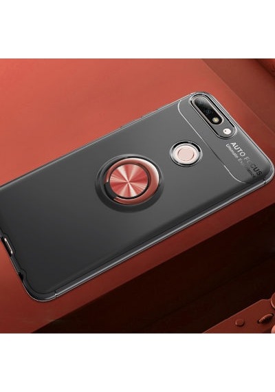 Huawei Y7 2018 Kılıf Yüzüğü Stant Ve Araç Tutucu Olabilen Şık Esnek Premium Silikon Kapak Ryc/ravel Siyah - Rose Gold