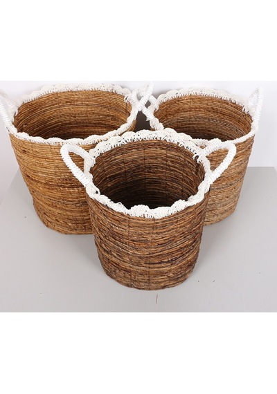 Trabzon 43x41x51 Cm. Doğal Abaka El Yapımı Sepet Xl - Bej