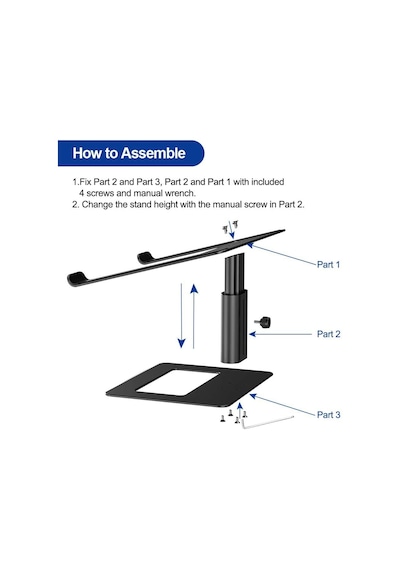 Masa İçin Ayarlanabilir Dizüstü Bilgisayar Standı Asansörlü Laptop Standı 10-17.3 İnç Yükseklik Ayarlı Sehpa Macbook