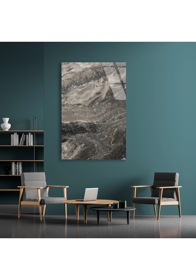 Füme Gri Mermer Cam Tablo Dikey 60x90 Cm