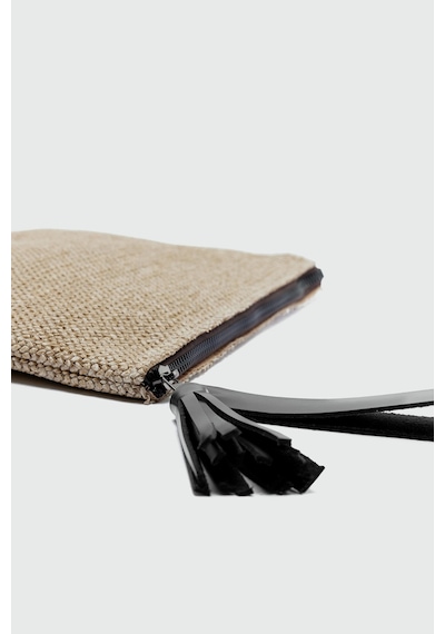 Shule Bags Juno Püskül Detaylı Hasır Clutch Çanta Siyah Siyah