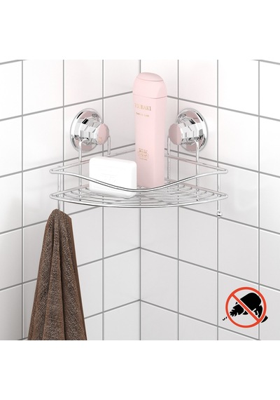 Teknotel Tek Katlı Vakumlu Banyo Duş Köşe Rafı Krom Dm250 Krom