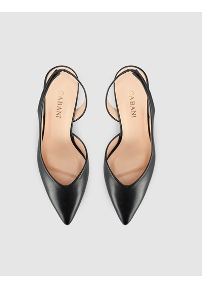 Cabani Siyah Süet Hakiki Deri Slingback Stiletto Kadın Ayakkabı