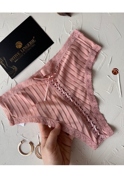 Lola Transparan Arkası Bağlama Detaylı Pamuklu Fantezi/günlük Kul Pembe