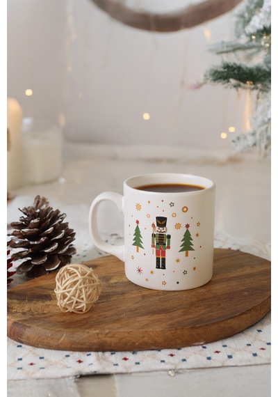 Keramika New Year Kurşun Asker Ağaç Kupa 10 Cm Beyaz