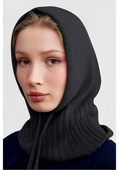 Uniquetrenders Balaclava Fitilli Triko Örgü Bere Başlık Antrasit