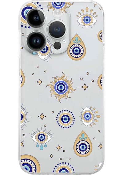 Printify Apple Uyumlu iPhone 14 Pro Max İle Devil Eye 5 Kamera Korumalı Şeffaf Silikon Kılıf 0166e