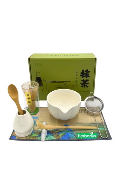 6 Parça Beyaz Renk Matcha Çayı Hazırlama Seti - Geleneksel Japon Matcha Seti