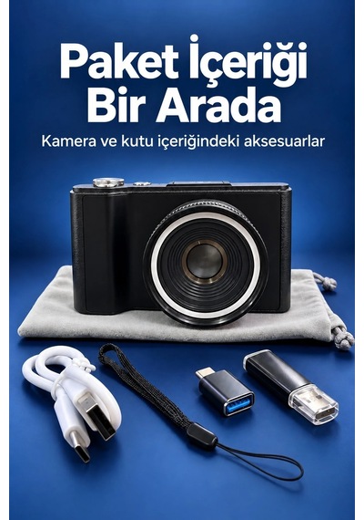 Ers- 3 İnç Ekranlı Vlog Kamerası Type C Şarjlı Dijital Fotoğraf Makinesi