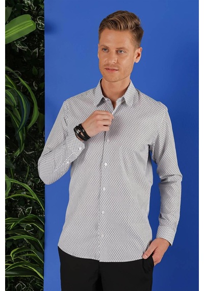 Efor G 1519 Slim Fit Beyaz Spor Gömlek Beyaz