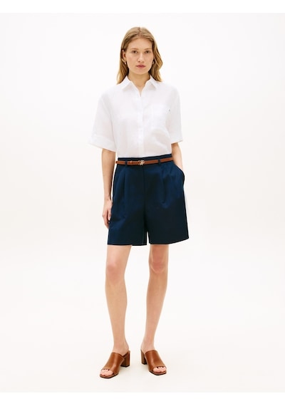 Tommy Hilfiger Ess Lınen Ss Shırt Kadın Beyaz Kk Gömlek - Ww0ww48925