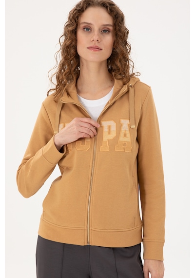 U.S. Polo Assn. Kadın Camel Basic Kapüşonlu Sweatshirt 50289540-VR015 U.S. Polo Assn. Kadın Camel Basic Kapüşonlu Sweatshirt 50289540-VR015