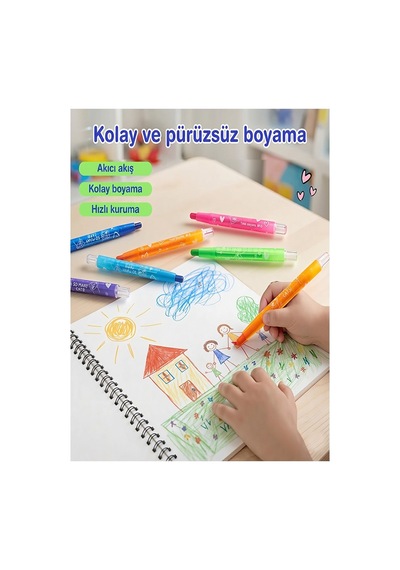 Çevirmeli 24 Lü Mum Boya Uzun 1 Paket Twistable 24 Renk Çevirmeli Mum Boya Pastel Silinebilir Mum Boya Tam Boy Çok Renkli