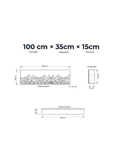 Arif Şömine Dekoratif Elektrikli Yapay Şömine - 100x35x15 Cm - Farklı Renk Modları, Kumandalı, Bluetooth