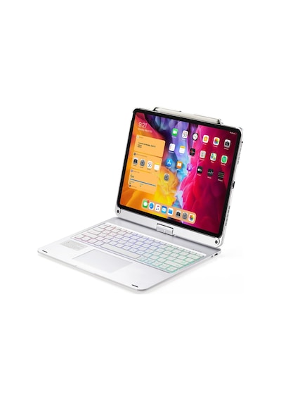 Apple Uyumlu iPad, Pro 11inç M4 2024 Kılıf Kablosuz Dönebilen Klavyeli Kılıf Keyboard A2836 A2837 A3006