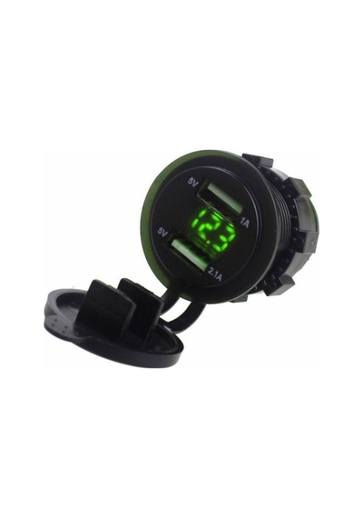 Pano Tipi Voltmetreli 2'Li Usb Giriş 5V 1A Ve 5V 2,1A Çıkış