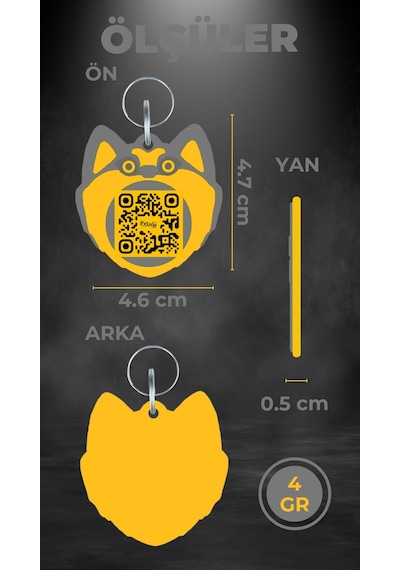 Petjoo 19.Hachiko Sarı-Gri Qr'lı Köpek Künyesi