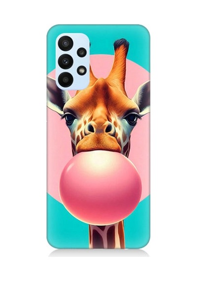Samsung Galaxy A73 Uyumlu Balon Sakızlı Zürafa Desenli Silikon Kılıf Çok Renkli