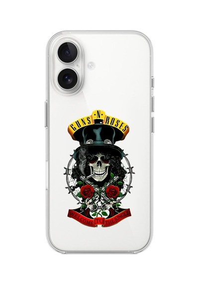 Apple Uyumlu iPhone 16 Şeffaf Kılıf Guns N' Roses Tasarımlı