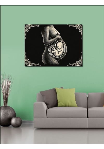 Kanvas Tablo Hamile Anne Ve Bebek Silüeti 50cmx70cm