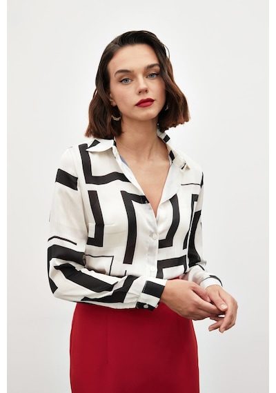 Sateen Yanları Yırtmaçlı Gömlek - Siyah-134871 Siyah